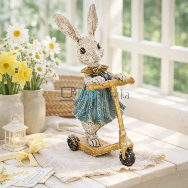 Декоративна статуетка Кролик-дівчинка на самокаті 25см ( ... Декоративна статуетка Кролик-дівчинка на самокаті 25см ( ...