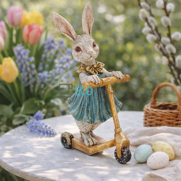 Декоративна статуетка Кролик-дівчинка на самокаті 25см ( ... Декоративна статуетка Кролик-дівчинка на самокаті 25см ( ...