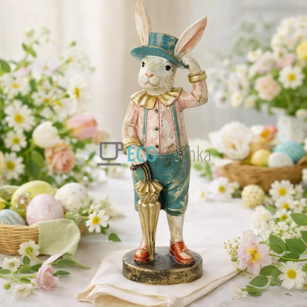 Статуетка Кролик у капелюсі з парасолькою 31см із золото ... Статуетка Кролик у капелюсі з парасолькою 31см із золото ...
