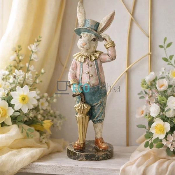 Статуетка Кролик у капелюсі з парасолькою 31см із золото ... Статуетка Кролик у капелюсі з парасолькою 31см із золото ...