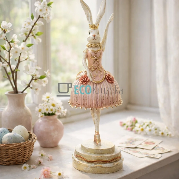 Декоративна статуетка Кролиця - балерина 35см із золотою ... Декоративна статуетка Кролиця - балерина 35см із золотою ...
