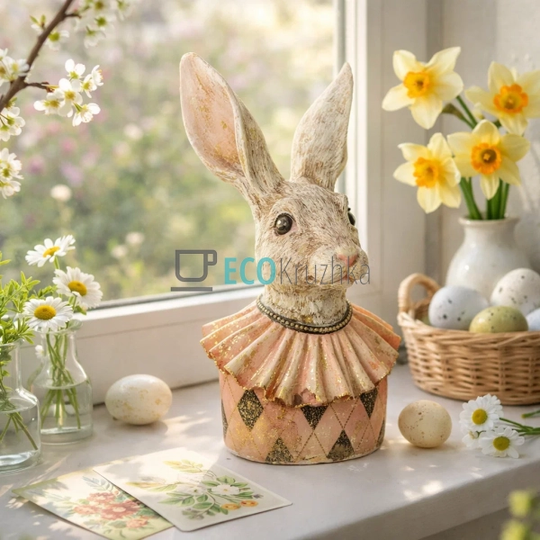 Декоративна статуетка Кролик бюст 22см із золотою поталл ... Декоративна статуетка Кролик бюст 22см із золотою поталл ...