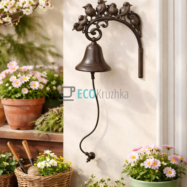 Дзвіночок чавунний з пташками 19х10х23 см (992-784) Дзвіночок чавунний з пташками 19х10х23 см (992-784)