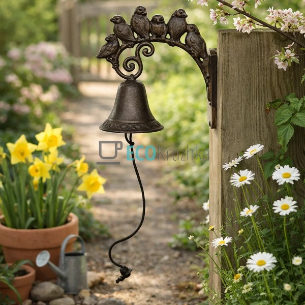 Дзвіночок чавунний з пташками 19х10х23 см (992-784) Дзвіночок чавунний з пташками 19х10х23 см (992-784)