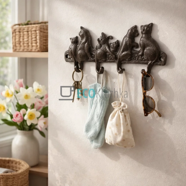 Вішалка Котики чавунна 20.8х2х10 см (992-589) Вішалка Котики чавунна 20.8х2х10 см (992-589)