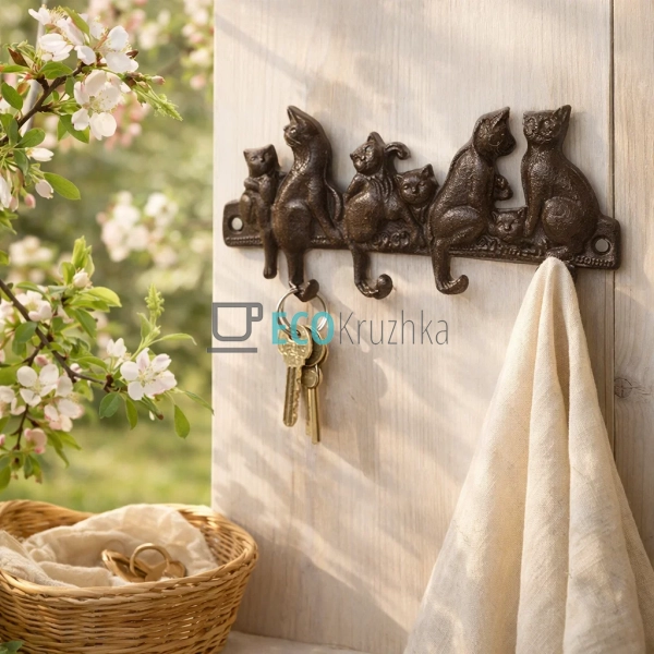 Вішалка Котики чавунна 20.8х2х10 см (992-589) Вішалка Котики чавунна 20.8х2х10 см (992-589)