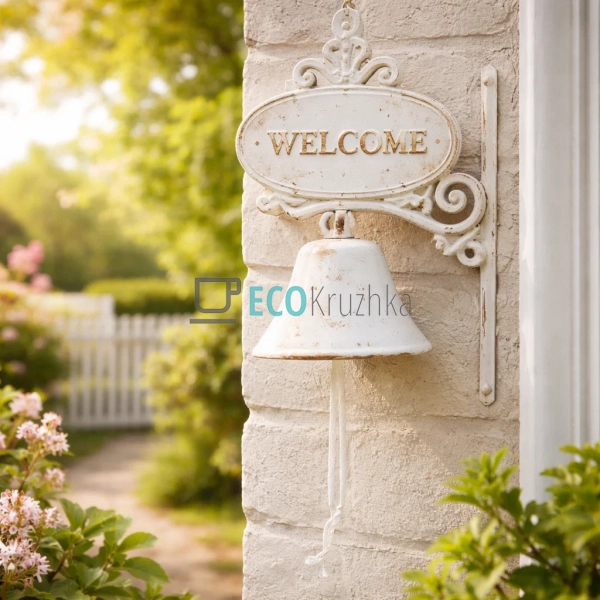 Дзвіночок настінний чавунний 21х14.5х32 см білий антик ( ...