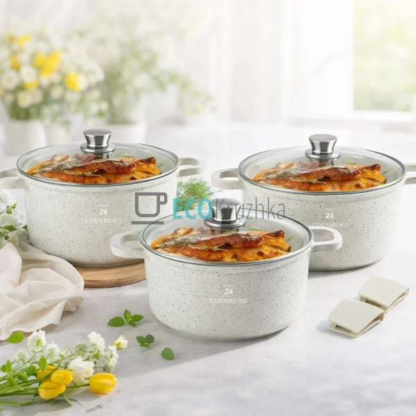 Набір каструль Edenberg з литого алюмінію 6 предметів з ... Набір каструль Edenberg з литого алюмінію 6 предметів з ...