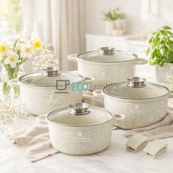 Набір каструль Edenberg з литого алюмінію 8 предметів з ... Набір каструль Edenberg з литого алюмінію 8 предметів з ...