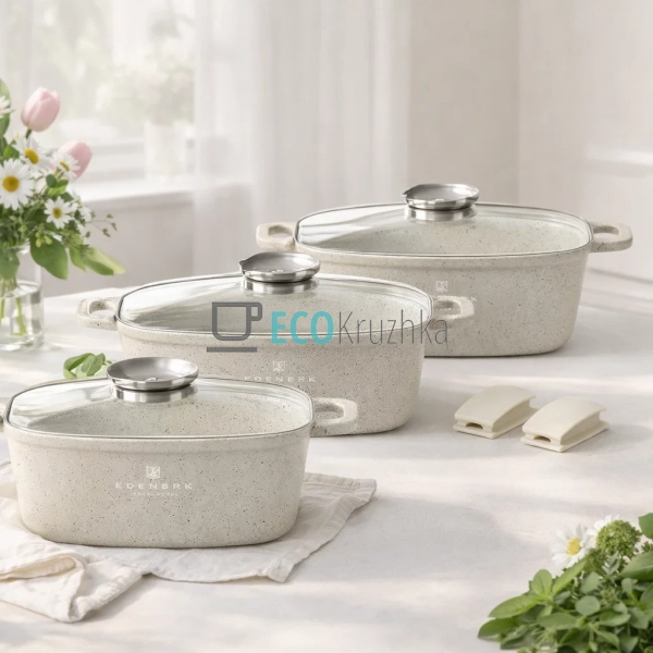 Набір каструль Edenberg з литого алюмінію 6 предметів з ... Набір каструль Edenberg з литого алюмінію 6 предметів з ...