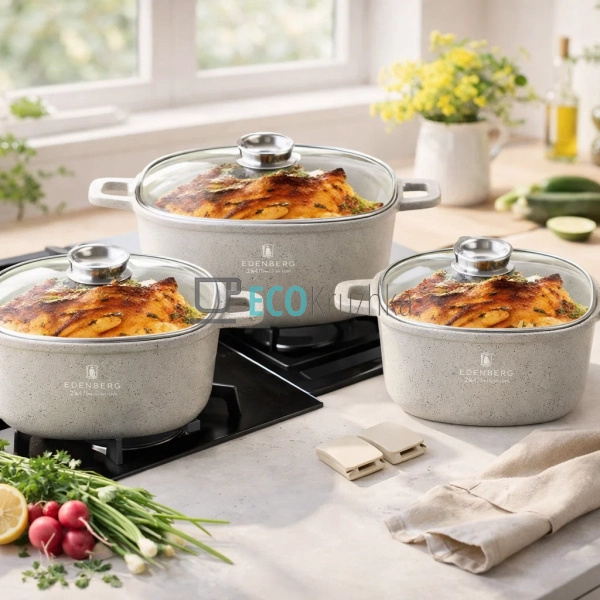 Набір каструль Edenberg з литого алюмінію 6 предметів з ... Набір каструль Edenberg з литого алюмінію 6 предметів з ...