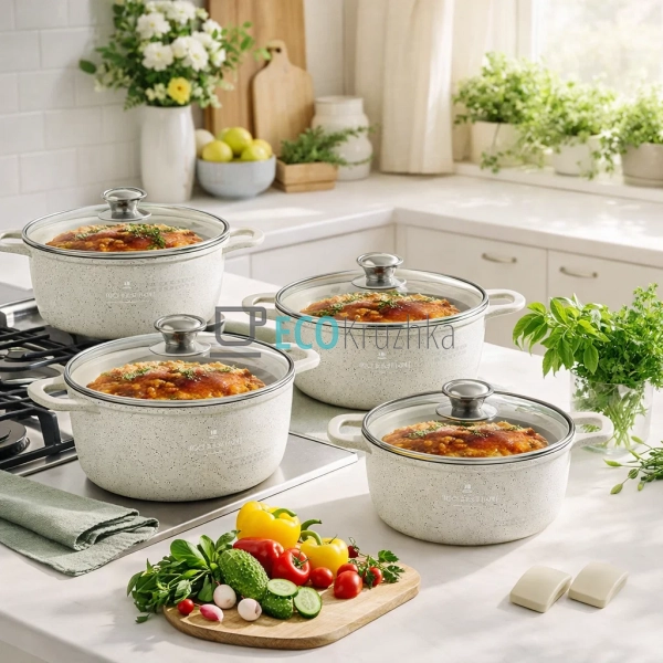 Набір каструль Edenberg з литого алюмінію 10 предметів з ... Набір каструль Edenberg з литого алюмінію 10 предметів з ...