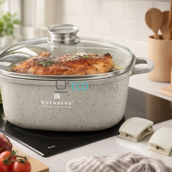 Каструля Edenberg EB-3957 3.7 л квадратна з кришкою та м ... Каструля Edenberg EB-3957 3.7 л квадратна з кришкою та м ...