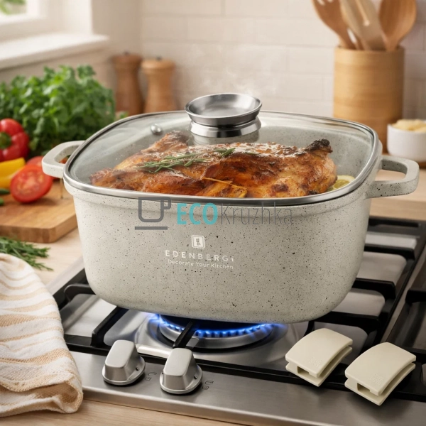 Каструля Edenberg EB-3960 6.5 л квадратна з кришкою та м ... Каструля Edenberg EB-3960 6.5 л квадратна з кришкою та м ...