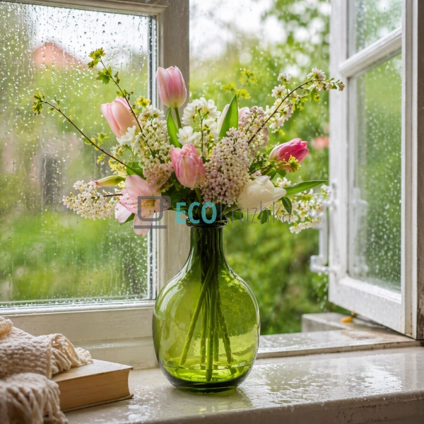 Ваза Пляшка скляна 17х29 см зелена (992-570)