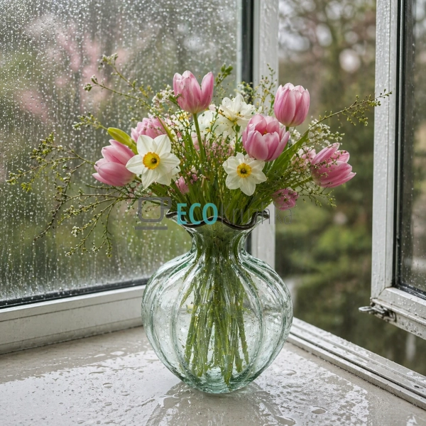 Ваза скляна зелена прозора 18.5x25x36 см (992-574)