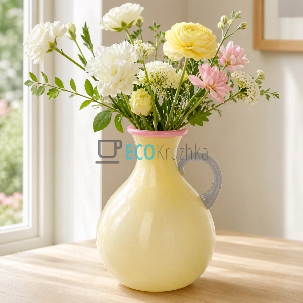 Ваза у формі графіна скляна 16x20.5 см жовта (992-577)