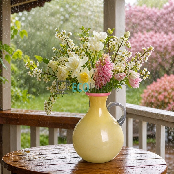 Ваза у формі графіна скляна 16x20.5 см жовта (992-577)