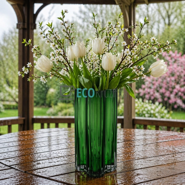 Ваза скляна 12х25 см зелена (992-515)