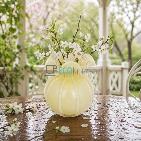 Скляна ваза жовта 13х15.5 см (992-513)