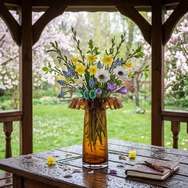 Скляна ваза коричнева 25х36 см (992-501) 