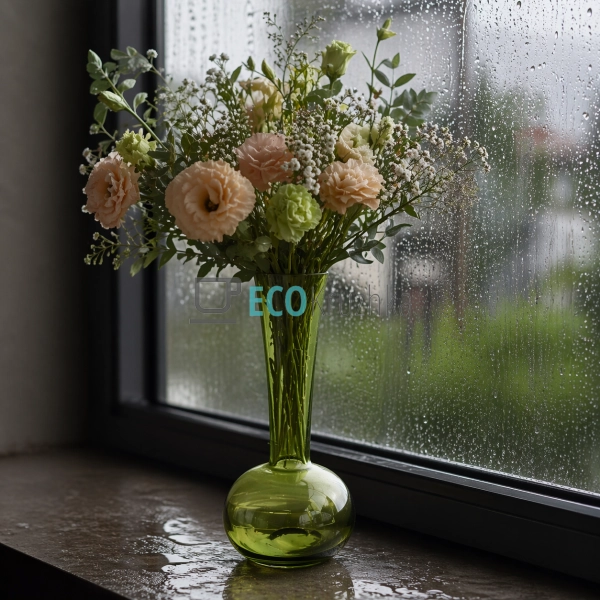 Скляна ваза зелена 13х32 см (992-480)