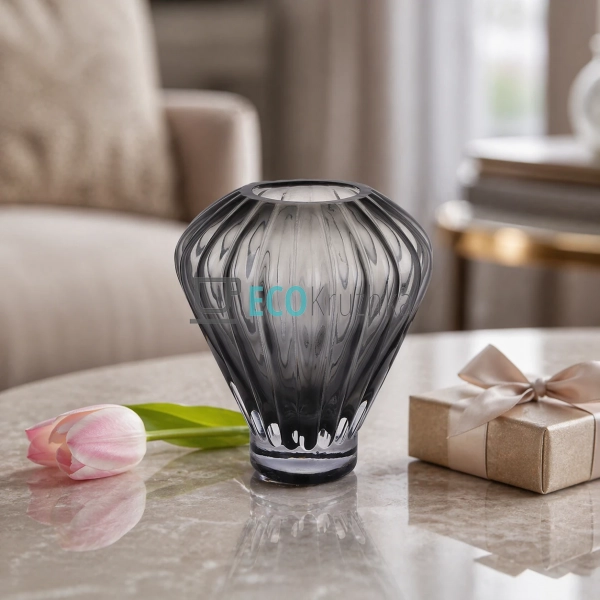 Скляна ваза сіра 16х20 см (992-477)