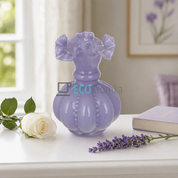 Скляна ваза лавандова 15х20 см (992-487)