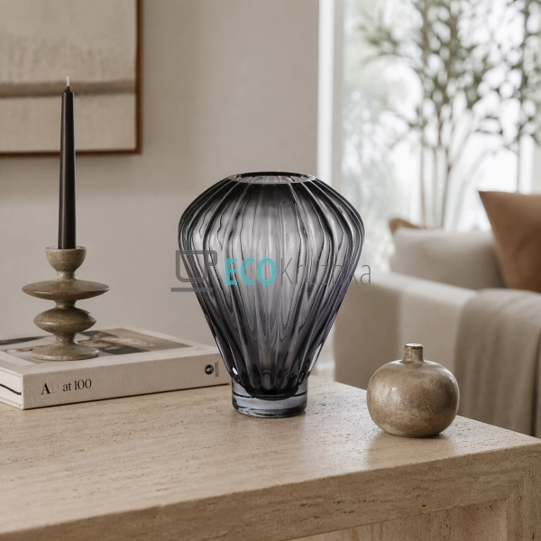 Скляна ваза сіра 19х25 см (992-478)