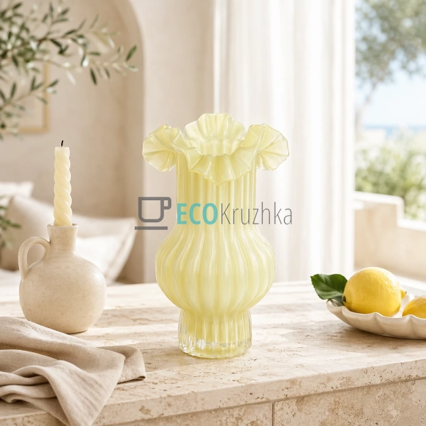 Скляна ваза лимонна 13.5х26 см (992-457)