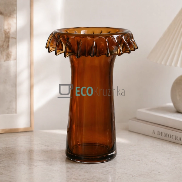 Скляна ваза коричнева 22х35 см (992-502)