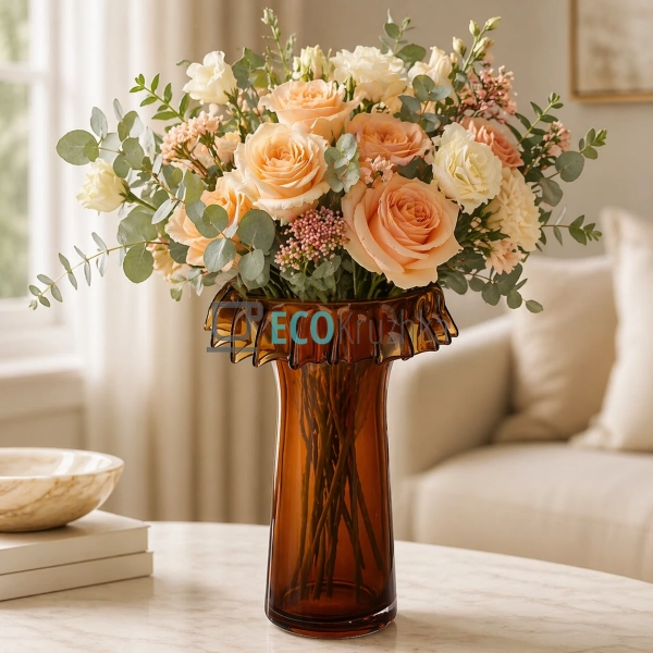 Скляна ваза коричнева 22х35 см (992-502)