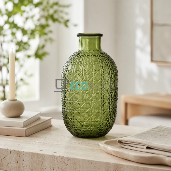 Скляна ваза Пляшка зелена 11х20.5 см (992-484)