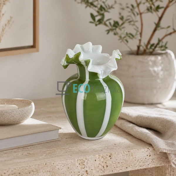 Скляна ваза Lime Fiore ручна робота 14х22 см (992-428)