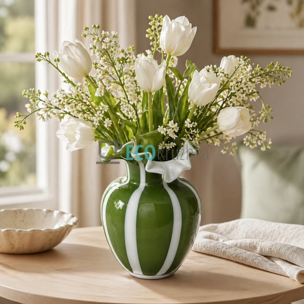 Скляна ваза Lime Fiore ручна робота 14х22 см (992-428)