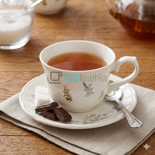 Чашка з блюдцем порцелянові Flower Motives 250 мл (K287)