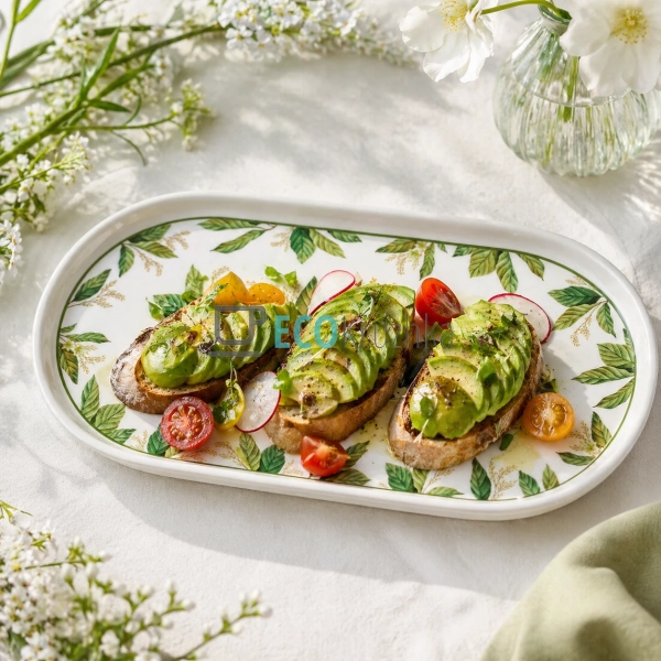 Блюдо порцелянове овальне Avocado Garden 30х16.5х2.3 см  ...