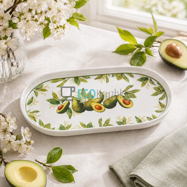 Блюдо порцелянове овальне Avocado Garden 30х16.5х2.3 см  ...