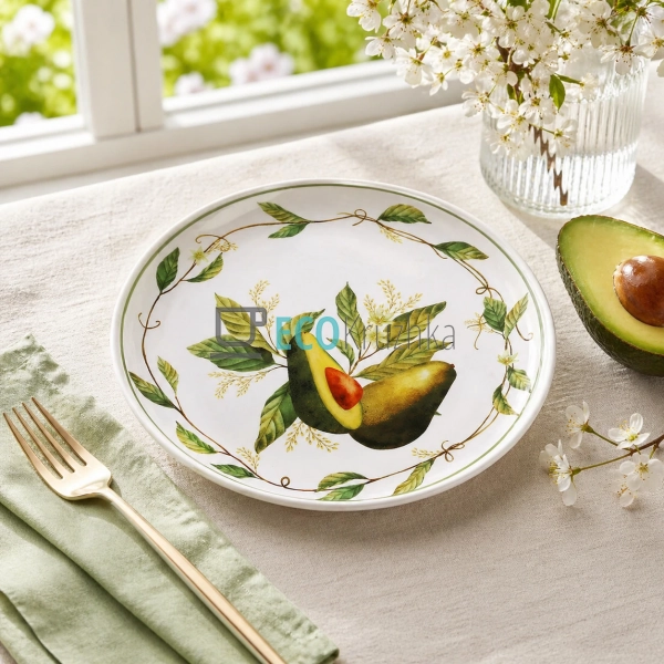 Тарілка порцелянова Avocado Garden 20х1.8 см (K317)