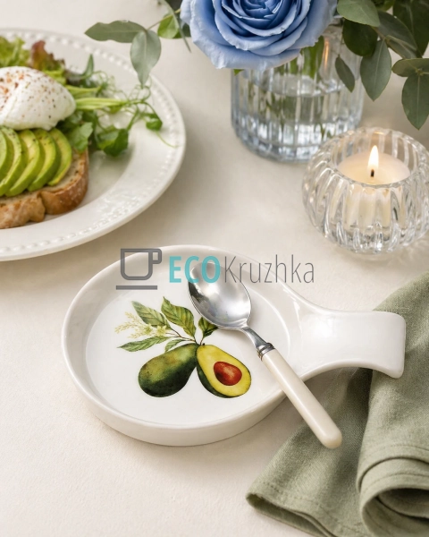 Підставка для ложки порцелянова Avocado Garden 18х12х2.5 ...
