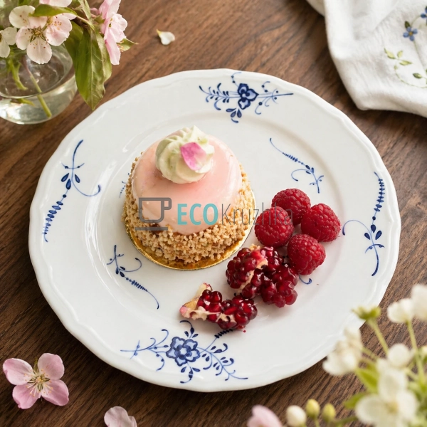 Тарілка порцелянова Azure Blossom 22х2.5 см (K271)
