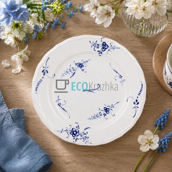 Тарілка порцелянова Azure Blossom 22х2.5 см (K271)