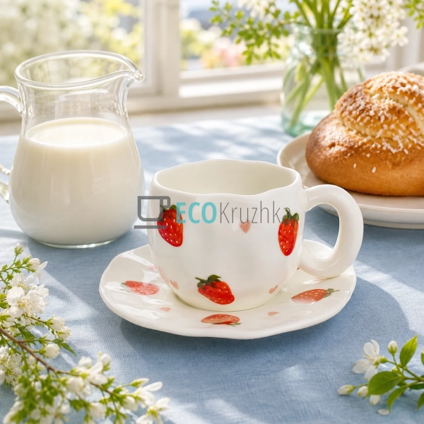 Чашка керамічна 350 мл з блюдцем Strawberry (992-832) Чашка керамічна 350 мл з блюдцем Strawberry (992-832)