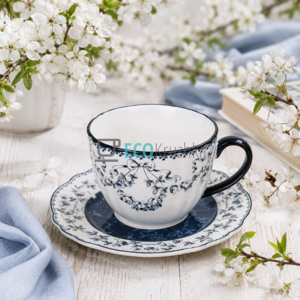 Чашка з блюдцем порцелянові Vintage Blue 270 мл (498-350 ... Чашка з блюдцем порцелянові Vintage Blue 270 мл (498-350 ...
