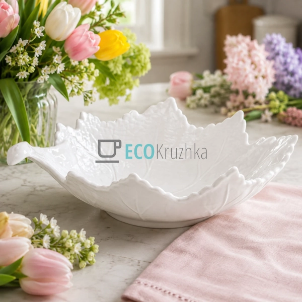 Салатник порцеляновий Leaf 30 см у формі листа біла чаша ... Салатник порцеляновий Leaf 30 см у формі листа біла чаша ...