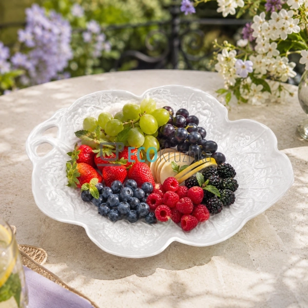 Блюдо порцелянове Fruit Garden 26 см у формі листа біла ... Блюдо порцелянове Fruit Garden 26 см у формі листа біла ...