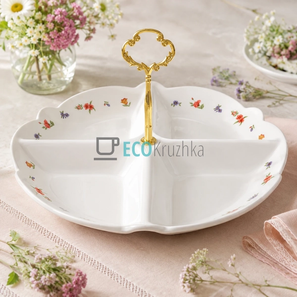 Менажниця порцелянова Cottage Garden 30 см для закусок с ... Менажниця порцелянова Cottage Garden 30 см для закусок с ...