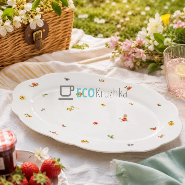 Блюдо порцелянове Cottage Garden 30×21 см для фруктів за ... Блюдо порцелянове Cottage Garden 30×21 см для фруктів за ...