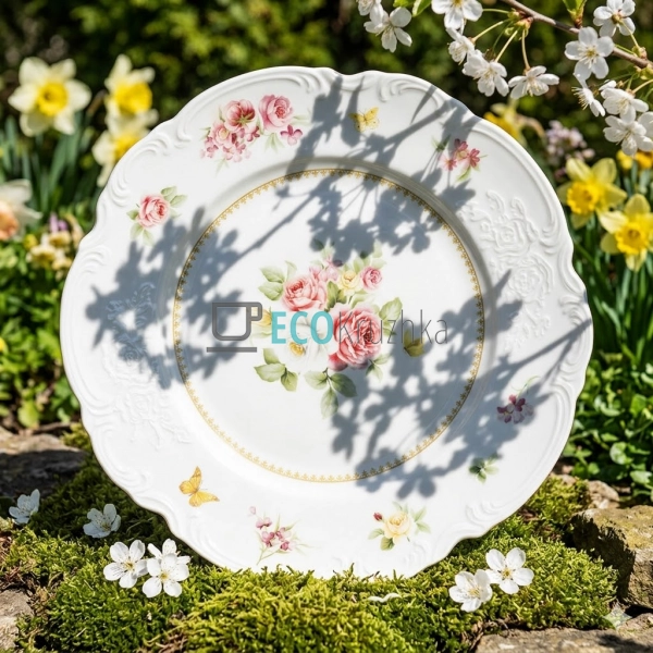 Тарілка порцелянова Chateau Roses Collection 27 см з кві ...