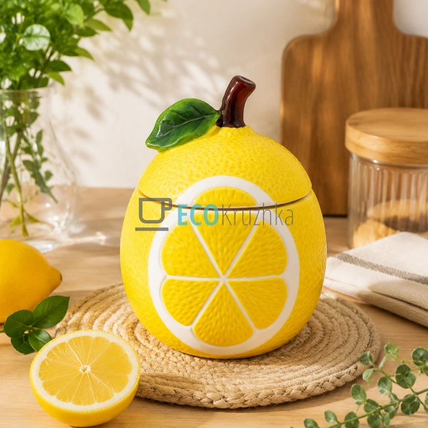 Керамічна банка для зберігання Lemon 700 мл (304-085) Керамічна банка для зберігання Lemon 700 мл (304-085)